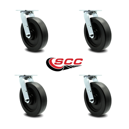Service Caster 8 Inch Polyolefin Wheel Swivel Caster Set with Ball Bearing SCC-30CS820-POB-4